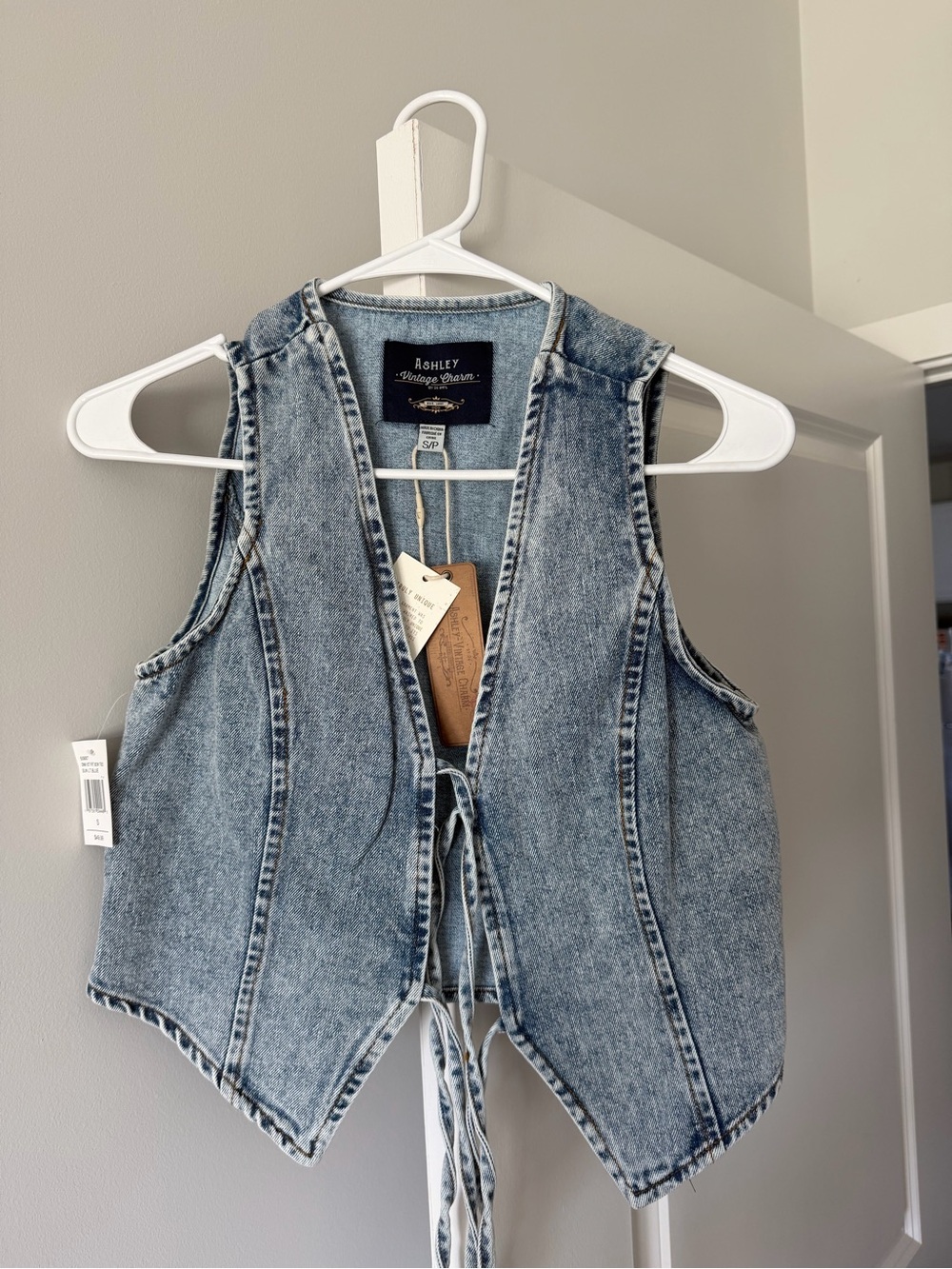 Ashley By 26 International Light Blue Denim Tie-Front Vest